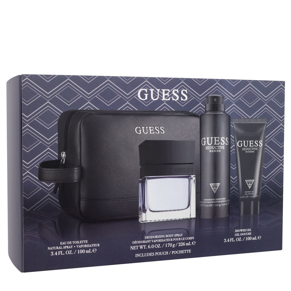 GUESS SEDUCTIVE HOMME (M) SET EDT 100ML + SG 100ML + BODY SPRAY 226ML + POUCH