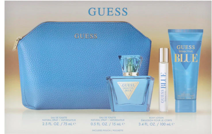 GUESS SEDUCTIVE BLUE (W) SET EDT 75ML + EDT 15ML + BODY LOTION 100ML + POUCH